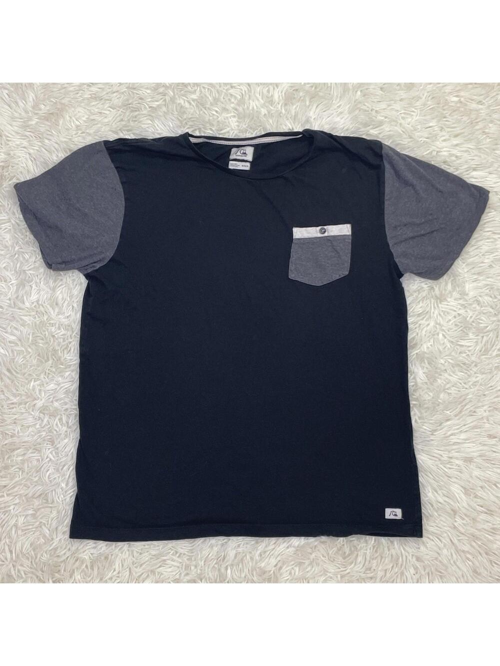 Quiksilver Mens T-Shirt Medium M Short Sleeve Pocket Cotton Black/Gray Casual